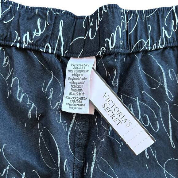 NWT Victoria's Secret Logo Print Elastic Waist Pajama Bottom Black Women's 2XL - Picture 7 of 7